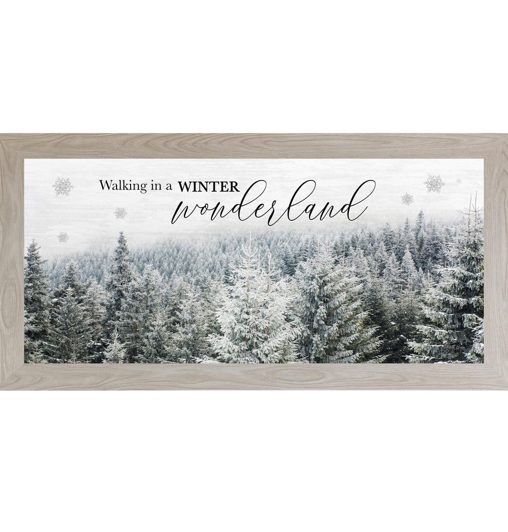 Walking in a Winter Wonderland – Snowy Evergreen Forest Framed Wall Art | Winter Decor (SS1363)