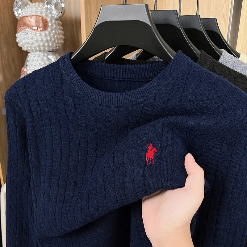 Men's Luxury Knit Sweater | Jacquard Embroidery Pullover