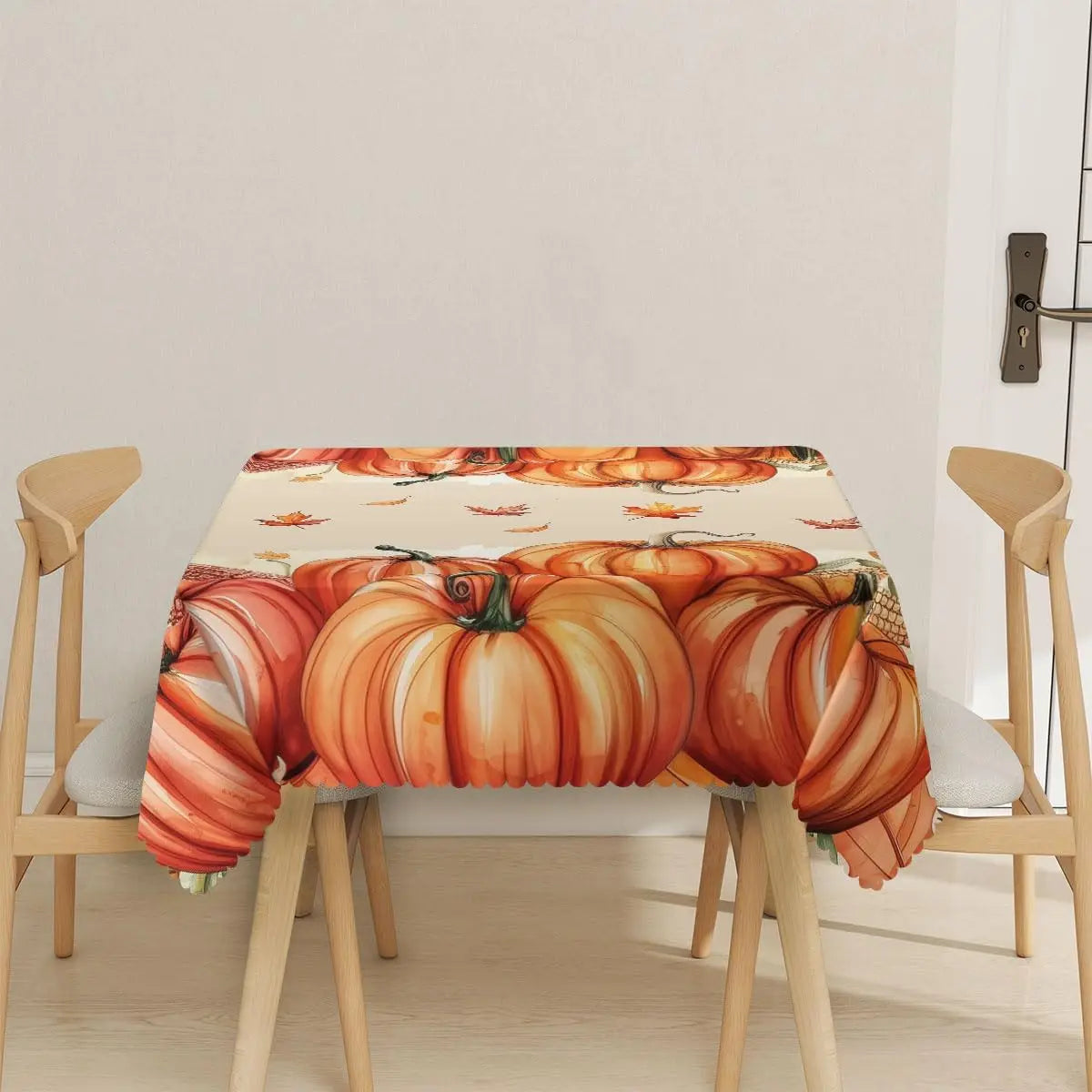 Fall Pumpkin Square Tablecloth | Thanksgiving Harvest Table Cover