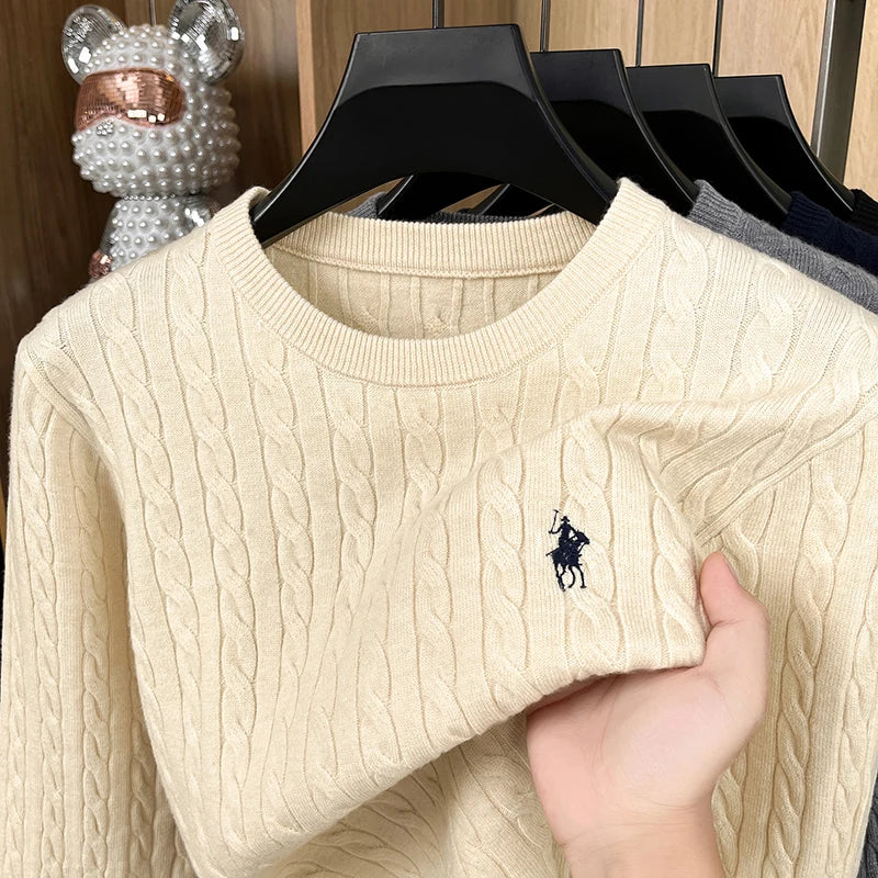 Men's Luxury Knit Sweater | Jacquard Embroidery Pullover