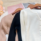 YuooMuoo Korean Fashion Embroidery Cardigans Tops 2026 New Autumn Slim Elastic Ribbed Knitted Tops Chic Streetwear Ladies Shirts