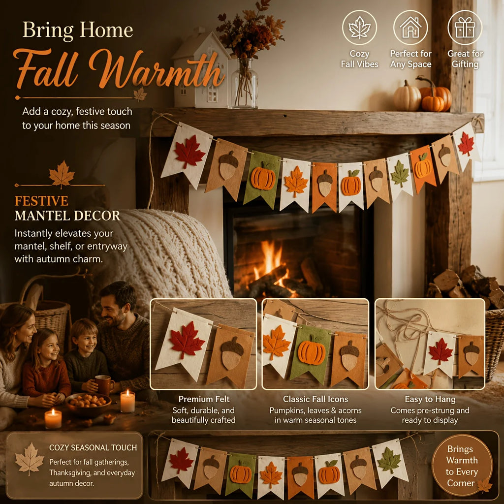 Autumn Harvest Felt Banner Garland