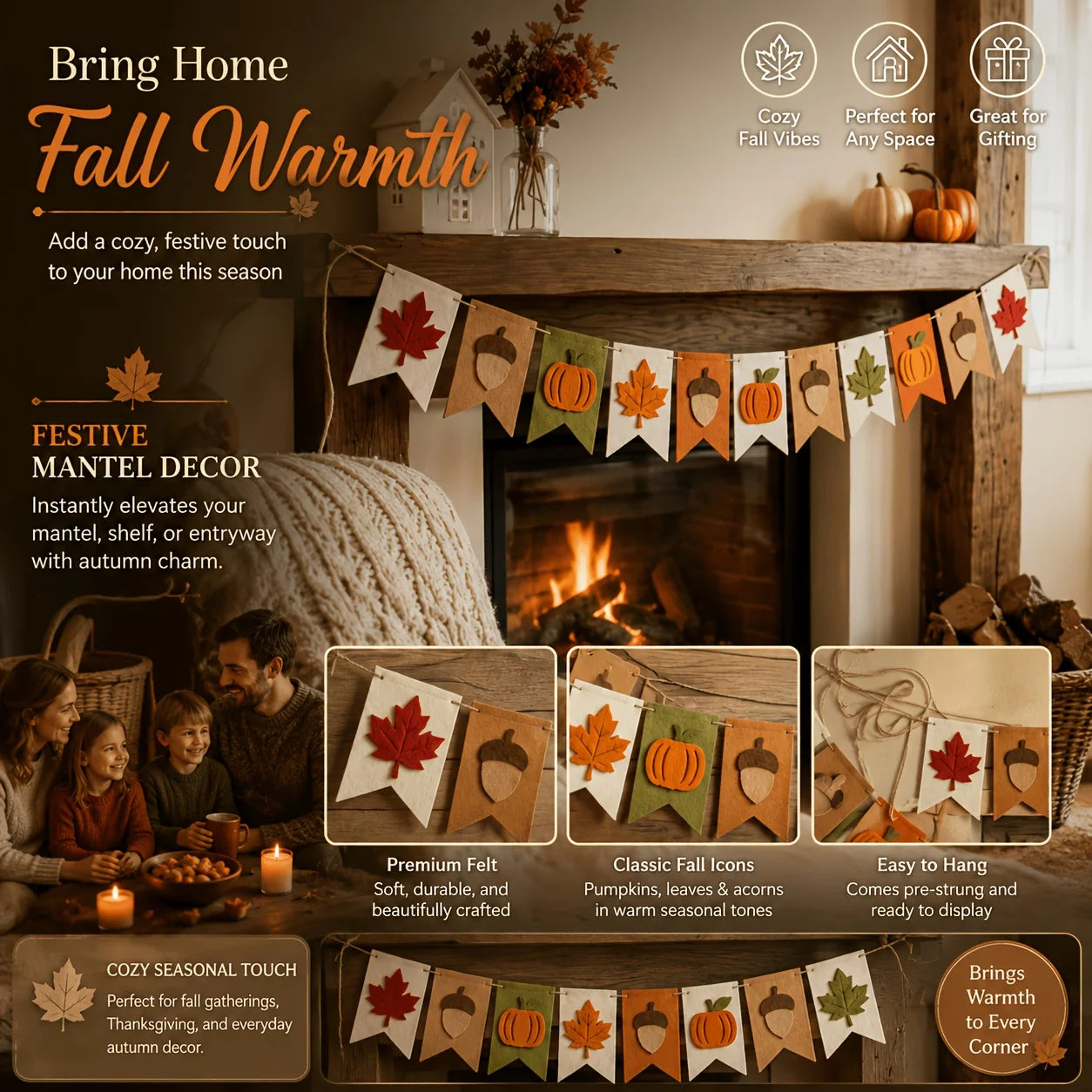 Autumn Harvest Felt Banner Garland