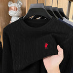 Men's Luxury Knit Sweater | Jacquard Embroidery Pullover
